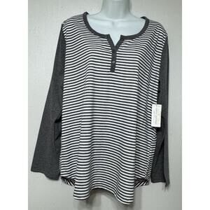 Carole Hochman Shirt Lounge Baseball Tee Pajama Top Women’s Size Large NEW